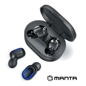 Auriculares Earbuds TWS Bluetooth 5.0 Preto MANTA