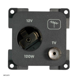 TOMADA ANTENA/12V GRANDE  CINZA