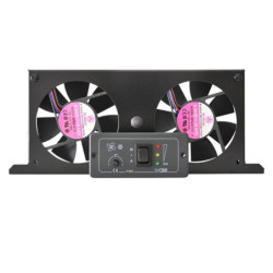 VENTIL.DUPLO C/TERMO.12v FRIG.CINZA