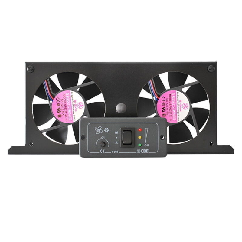 VENTIL.DUPLO C/TERMO.12v FRIG.CINZA